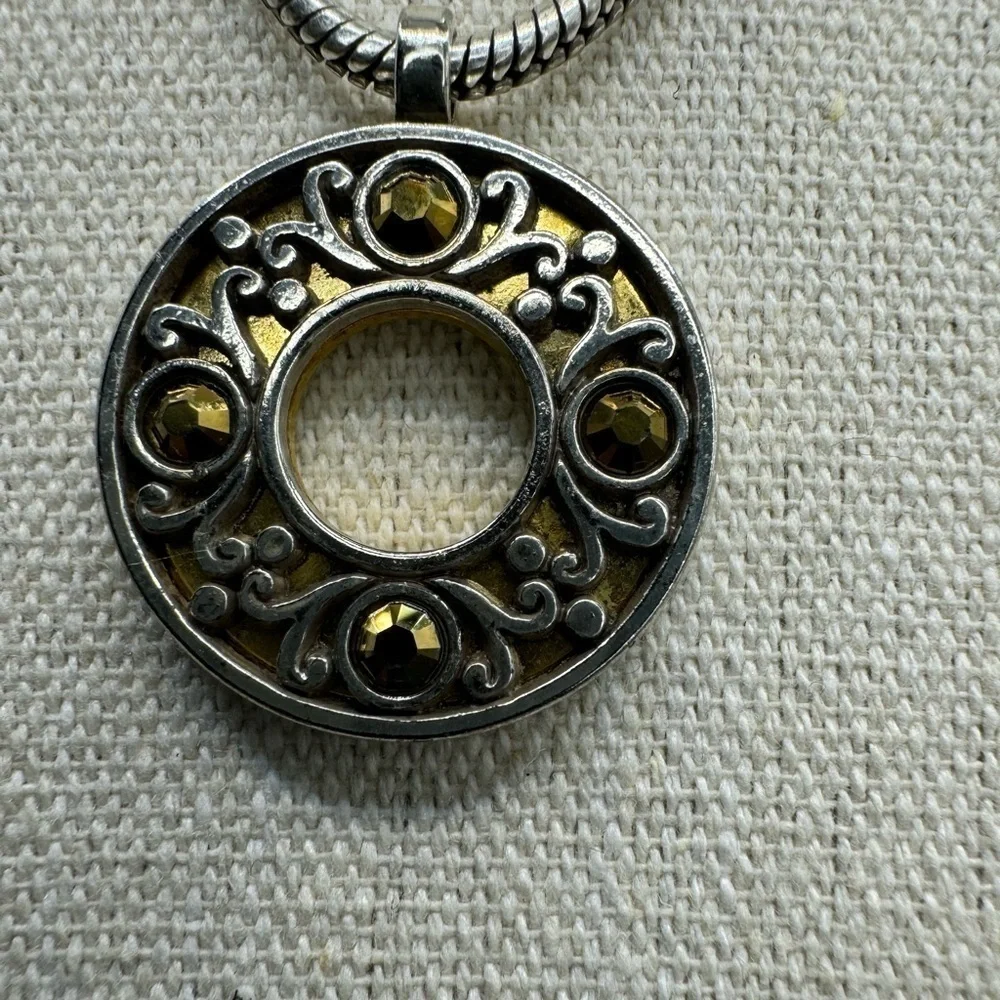 Brighton‎ SACRED CIRCLE Amber Color Crystal  Round Filagree Necklace